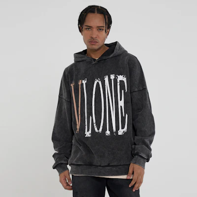 Vlone 復古大Logo水洗寬鬆連帽衫 男女通用 VLHD24003-BK Purchase Vlone 復古大Logo水洗寬鬆連帽衫 男女通用 VLHD24003-BK