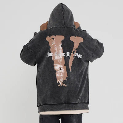 Vlone 復古大Logo水洗寬鬆連帽衫 男女通用 VLHD24003-BK Details for Vlone 復古大Logo水洗寬鬆連帽衫 男女通用 VLHD24003-BK