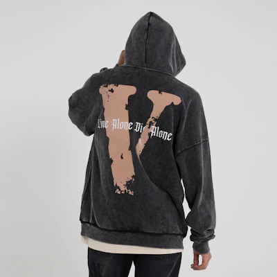 Vlone 復古大Logo水洗寬鬆連帽衫 男女通用 VLHD24003-BK Cheap Vlone 復古大Logo水洗寬鬆連帽衫 男女通用 VLHD24003-BK