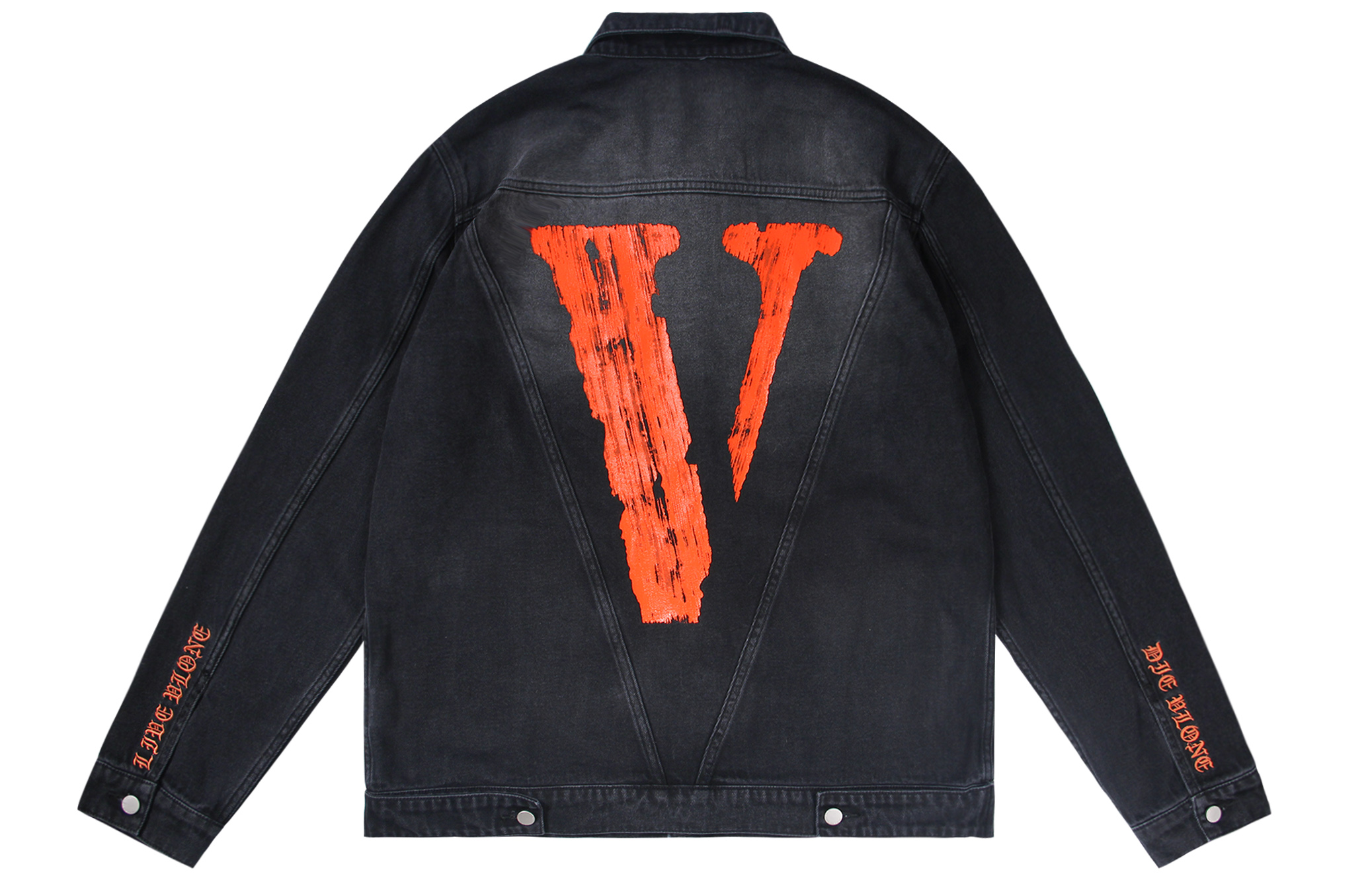 VLONE Distressed Gradient Logo Denim Jacket - Unisex Streetwear Style VLJE23001