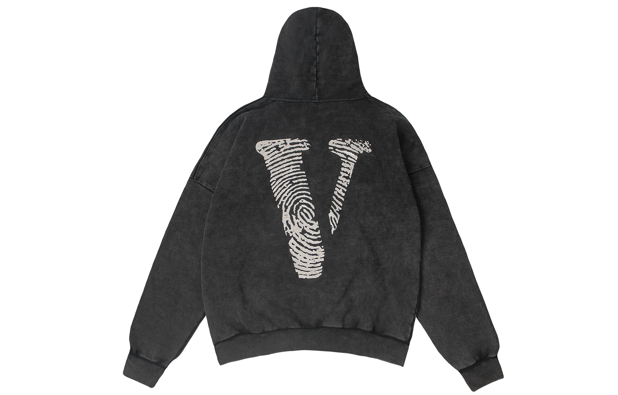 Vlone Fingerprint Big Logo Washed Oversized Hoodie Unisex VLHD24004-BK