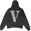 Buy Vlone 指紋大logo水洗寬版連帽衫 男女適穿 VLHD24004-BK
