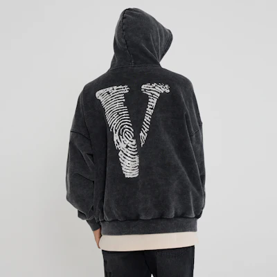 Vlone 指紋大logo水洗寬版連帽衫 男女適穿 VLHD24004-BK Shop Vlone 指紋大logo水洗寬版連帽衫 男女適穿 VLHD24004-BK