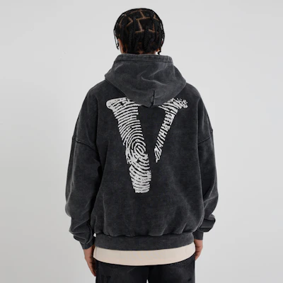 Vlone 指紋大logo水洗寬版連帽衫 男女適穿 VLHD24004-BK Details for Vlone 指紋大logo水洗寬版連帽衫 男女適穿 VLHD24004-BK