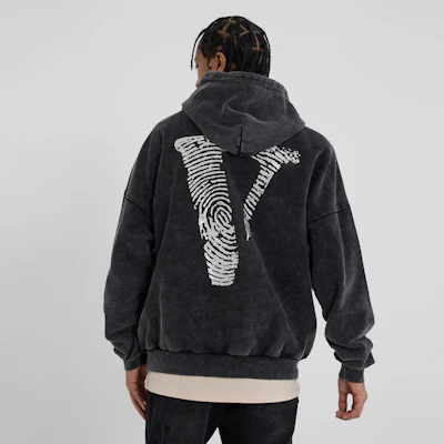 Vlone 指紋大logo水洗寬版連帽衫 男女適穿 VLHD24004-BK Cheap Vlone 指紋大logo水洗寬版連帽衫 男女適穿 VLHD24004-BK