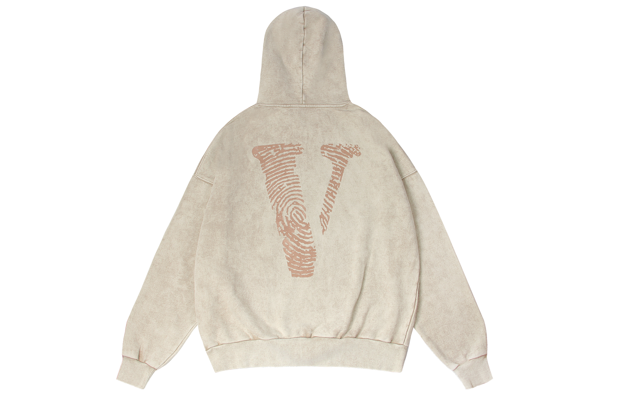 Order Vlone 指紋標誌寬鬆版連帽上衣 男女適穿 - 復古洗舊舒適款披頭帽衫 VLHD24004-BE