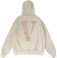 Order Vlone 指紋標誌寬鬆版連帽上衣 男女適穿 - 復古洗舊舒適款披頭帽衫 VLHD24004-BE