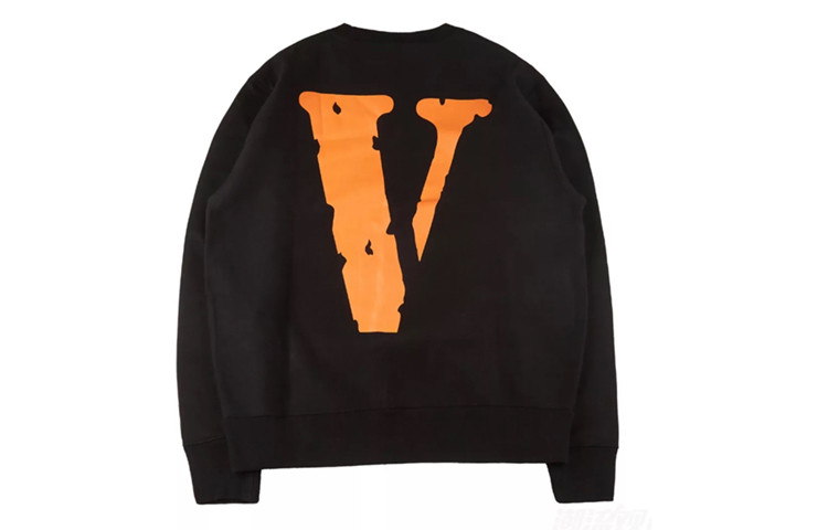 Vlone Friends Crewneck Classic Big V Logo Sweatshirt Black/Orange Unisex SW-1