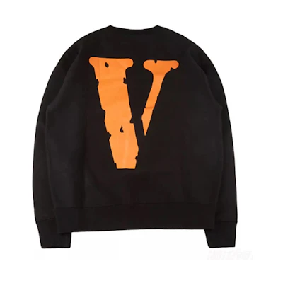 Vlone Friends Crewneck Classic Big V Logo Sweatshirt Black/Orange Unisex SW-1