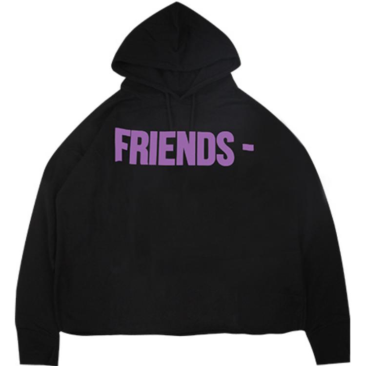 Vlone FRIENDS Series Hoodie Black Unisex Classic Large Logo Edition VLHD19002-BLACKPURPLE