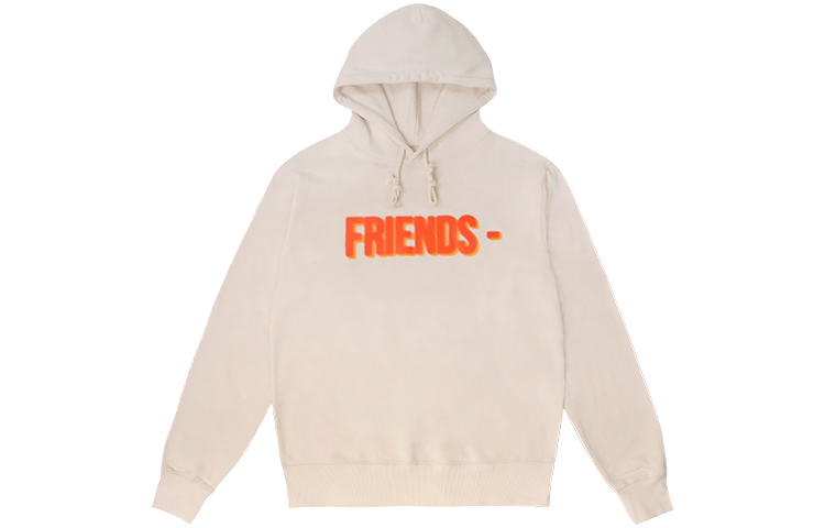 Vlone FW22 Beige Hoodie Friends Classic Print with Large Back Logo Unisex VLHD22005
