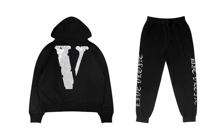 Vlone FW22 Big Logo Hoodie & Sweatpants Black Unisex Couples Tracksuit Set VLHDPT2000205ZH