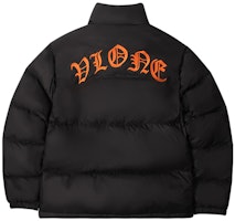 VLONE Gothic Embroidered Collar Puffer Jacket Black Orange Unisex Winterwear. VLCT21003 VLONE Gothic Embroidered Collar Puffer Jacket Black Orange Unisex Winterwear. VLCT21003