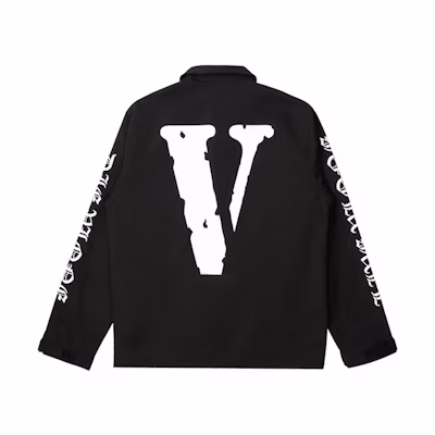 Vlone Gothic Letter Big V Logo Coaches Jacket Black/White Unisex VLCJ21001