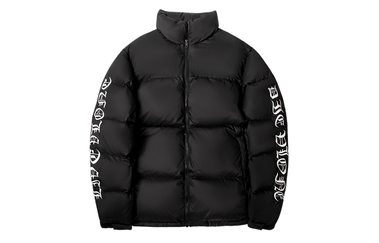 VLONE Gothic Logo Puffer Jacket Black/White Winter Unisex Embroidered Sleeve Design VLCT21004