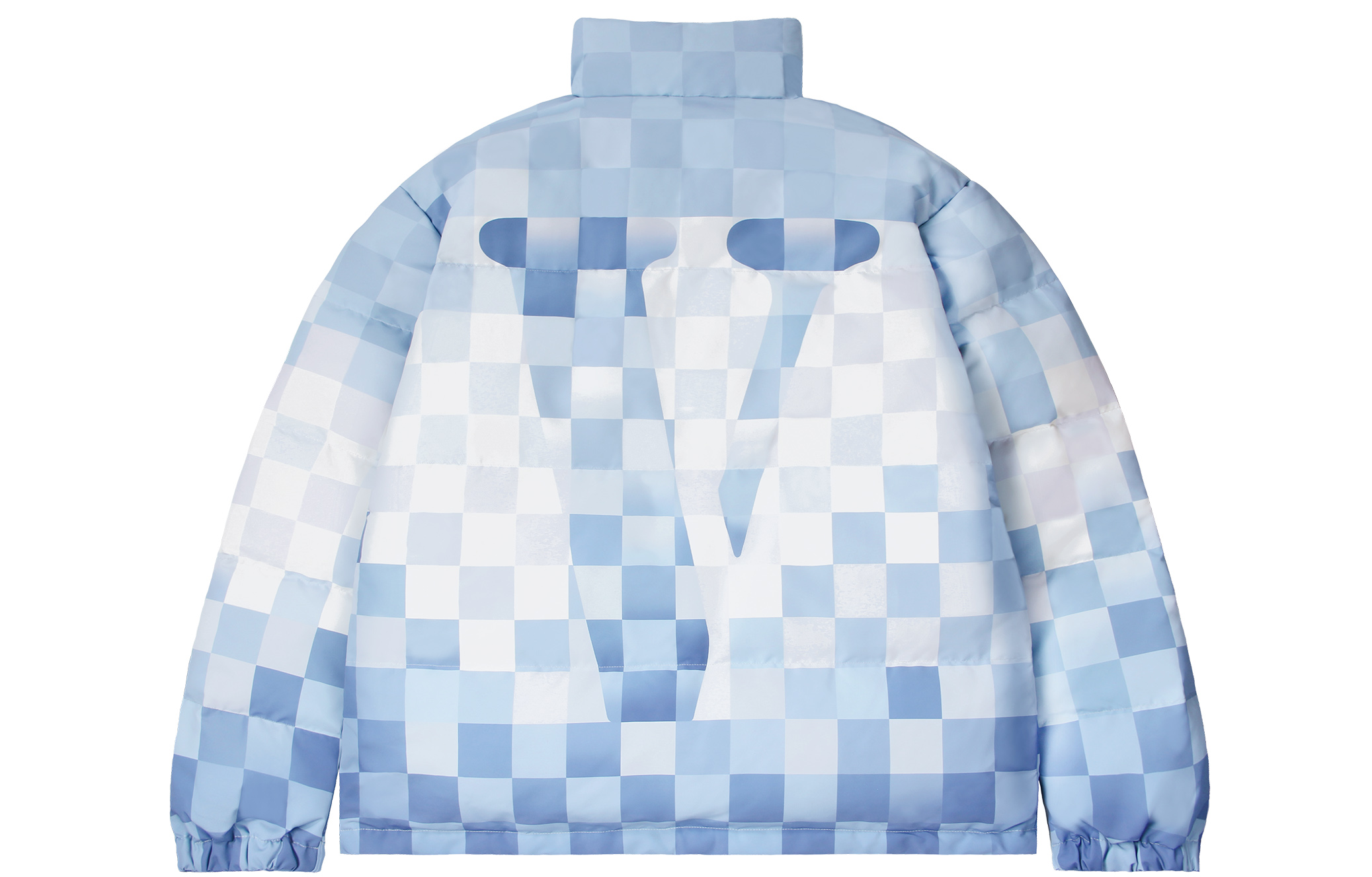 VLONE Gradient Checkerboard Logo Puffer Jacket Unisex Loose Fit Zip-Up VLCT23006