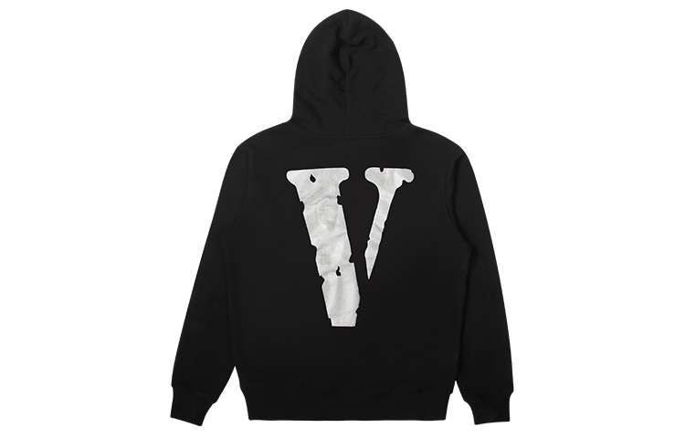 Vlone Hoodie Friends Classic Big Logo - Unisex Black Silver Pullover VLHD21009