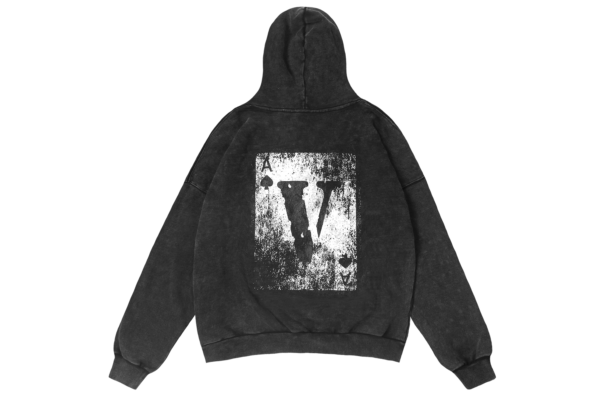Vlone Oversized Playing Card Logo Hoodie - Unisex Black Pullover VLHD24001-BK