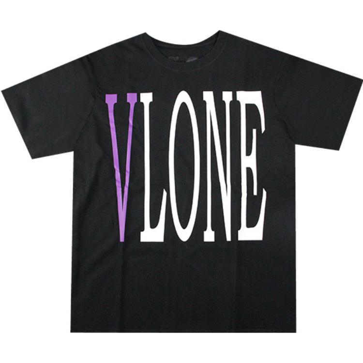 Vlone Purple Big Logo Cotton Crewneck T-Shirt Unisex VLTE19001BLACK/PURPLE