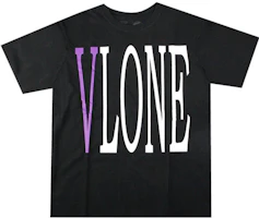 Vlone Purple Big Logo Cotton Crewneck T-Shirt Unisex VLTE19001BLACK/PURPLE Vlone Purple Big Logo Cotton Crewneck T-Shirt Unisex VLTE19001BLACK/PURPLE