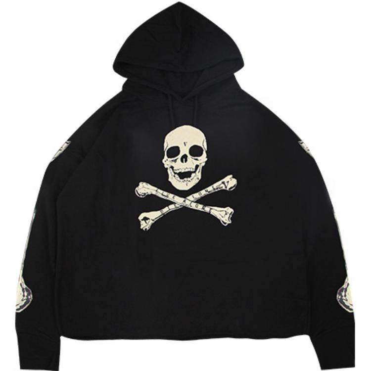Vlone Skeleton Series Hoodie Black - Skull Print Back Logo Unisex HD-6