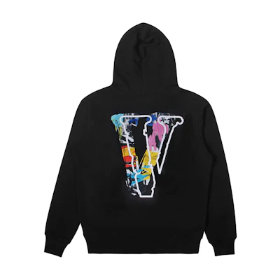 Vlone Staple Hoodie Black Graffiti Palette V Logo Unisex Pullover VLHD2023002