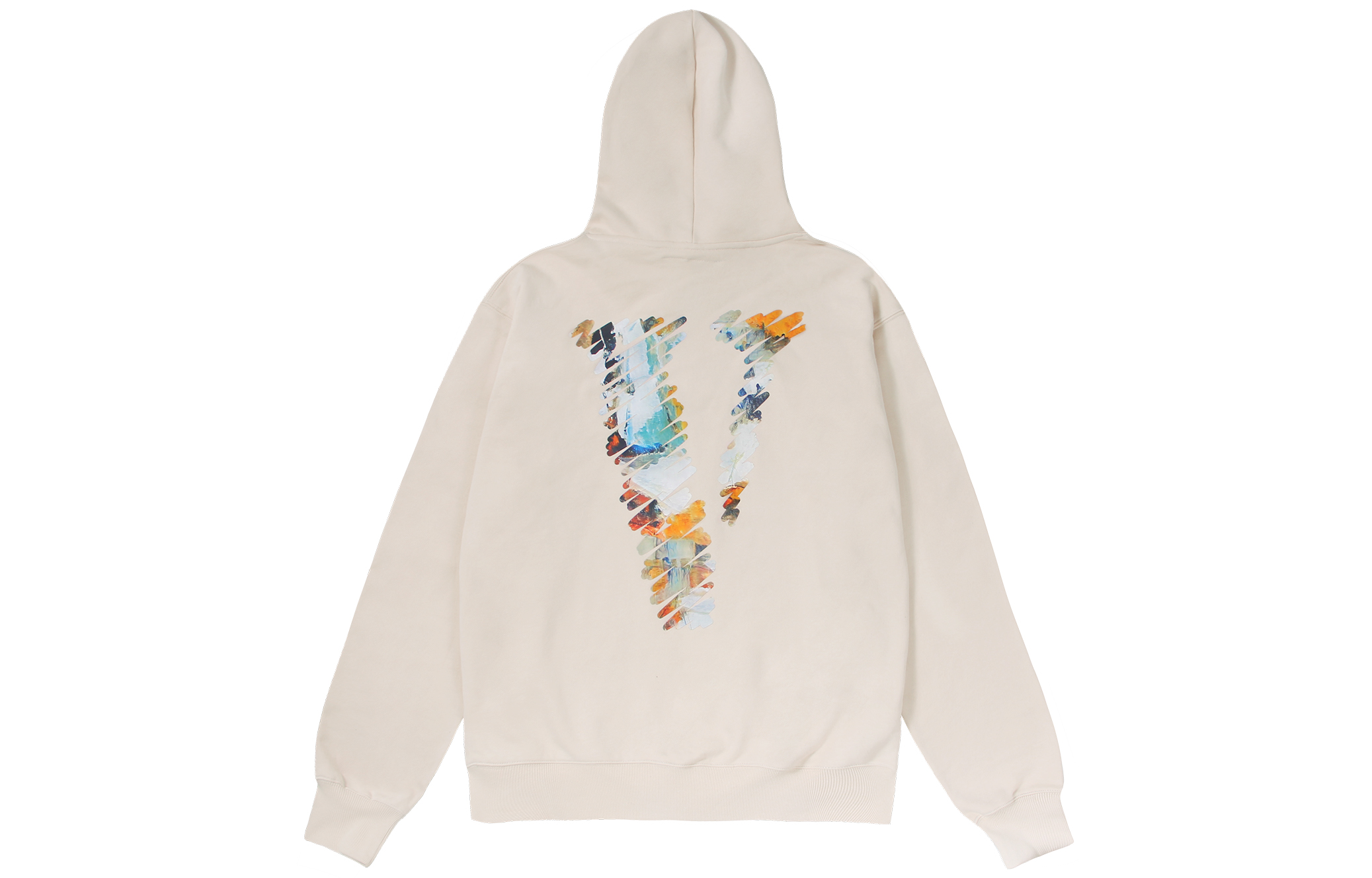 Vlone Staple Hoodie Paint Graffiti Beige Pullover Unisex VLHD2023001