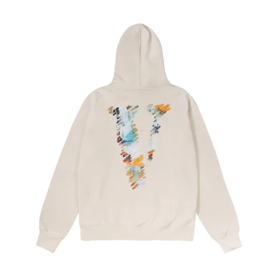 Vlone Staple Hoodie Paint Graffiti Beige Pullover Unisex VLHD2023001