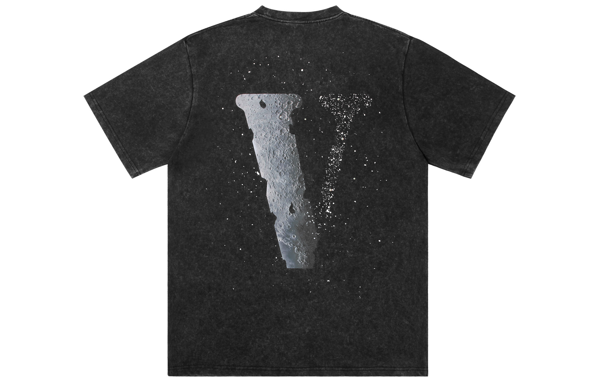 VLONE Staple Moon Logo Rhinestone Washed Loose T-Shirt Unisex VLTE25010 Black/Gray