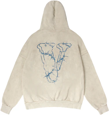 Vlone Thorn 大Logo連帽衫 米色 男女款 寬鬆復古洗舊風格 VLHD24002-BE Buy Vlone Thorn 大Logo連帽衫 米色 男女款 寬鬆復古洗舊風格 VLHD24002-BE