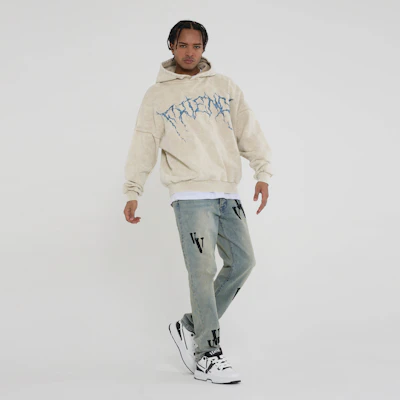 Vlone Thorn 大Logo連帽衫 米色 男女款 寬鬆復古洗舊風格 VLHD24002-BE 4