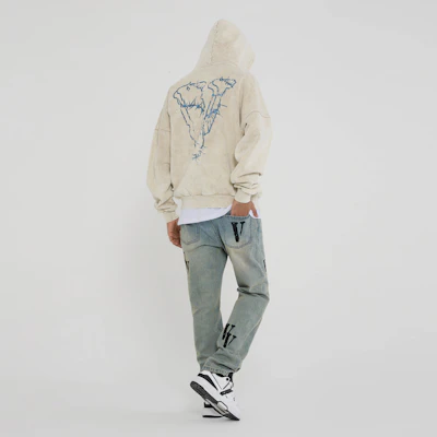 Vlone Thorn 大Logo連帽衫 米色 男女款 寬鬆復古洗舊風格 VLHD24002-BE 5