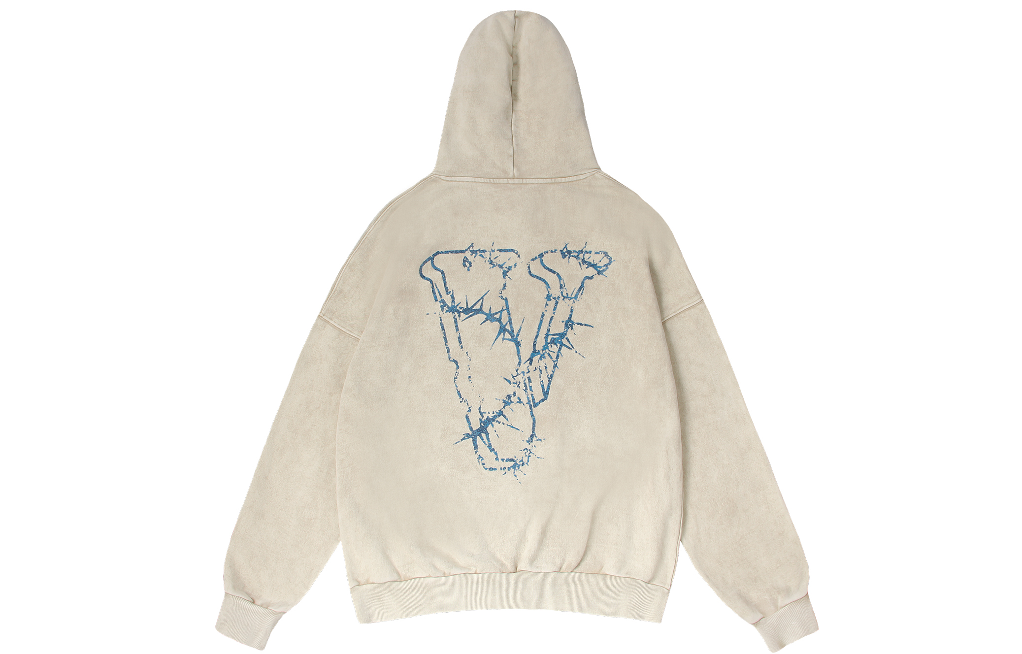 Order Vlone Thorn 大Logo連帽衫 米色 男女款 寬鬆復古洗舊風格 VLHD24002-BE