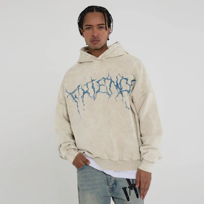 Vlone Thorn 大Logo連帽衫 米色 男女款 寬鬆復古洗舊風格 VLHD24002-BE 2