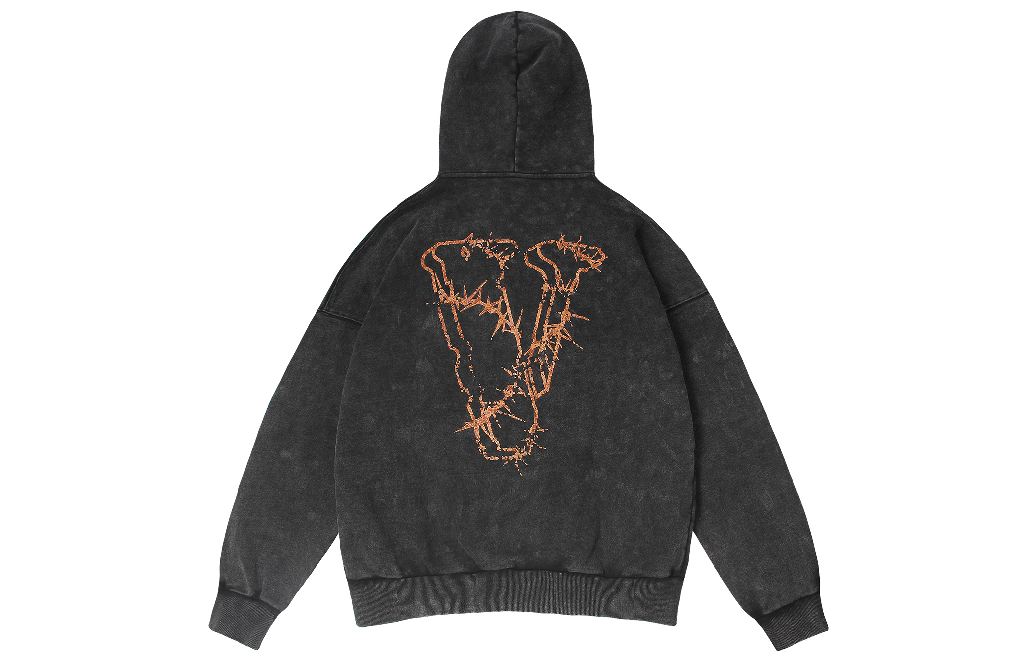 Order Hoodie Vlone Washed Loose Fit Unisex Pullover VLHD24002-BK