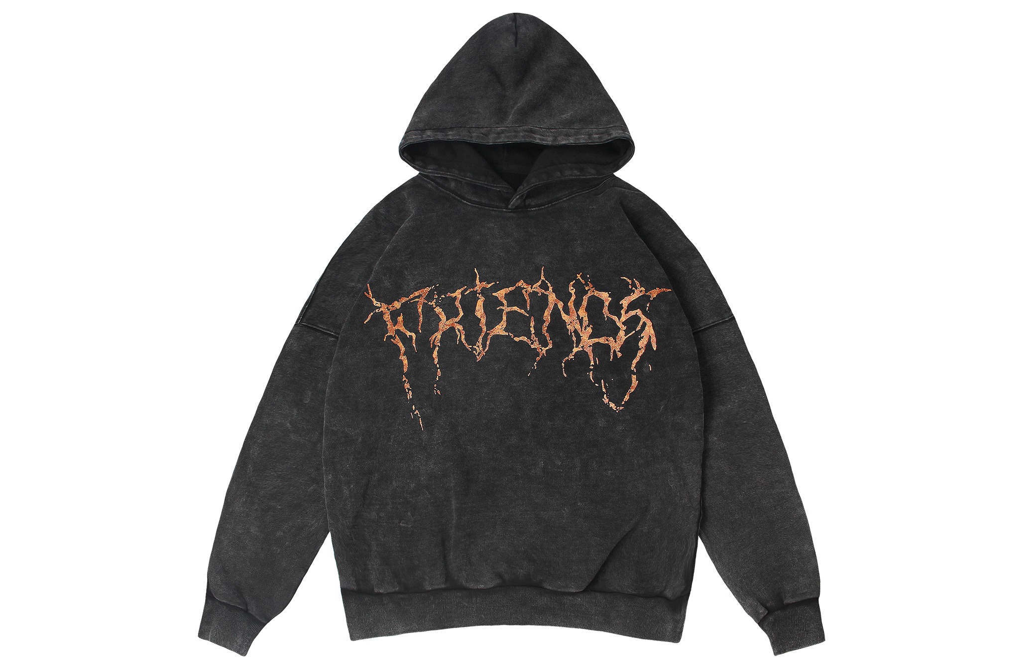 Lookbook Hoodie Vlone Washed Loose Fit Unisex Pullover VLHD24002-BK