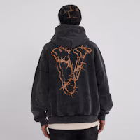 Shop Vlone 水洗寬鬆版連帽衛衣 男女款 VLHD24002-BK