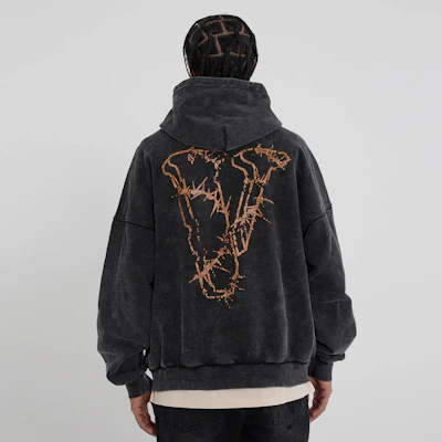 Hoodie Vlone Washed Loose Fit Unisex Pullover VLHD24002-BK Shop Hoodie Vlone Washed Loose Fit Unisex Pullover VLHD24002-BK