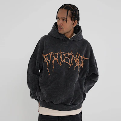 Hoodie Vlone Washed Loose Fit Unisex Pullover VLHD24002-BK Purchase Hoodie Vlone Washed Loose Fit Unisex Pullover VLHD24002-BK