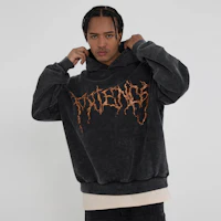 Details for Vlone 水洗寬鬆版連帽衛衣 男女款 VLHD24002-BK