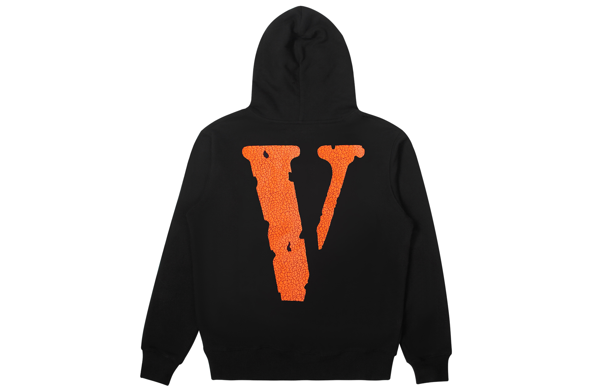 Vlone Zip Hoodie Black Big V Logo Cracked Print Unisex Loose Fit VLZPHD2023003