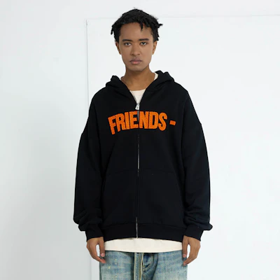 Vlone 黑色大V標誌破裂印花連帽外套 男女寬鬆版型 VLZPHD2023003 Shop Vlone 黑色大V標誌破裂印花連帽外套 男女寬鬆版型 VLZPHD2023003