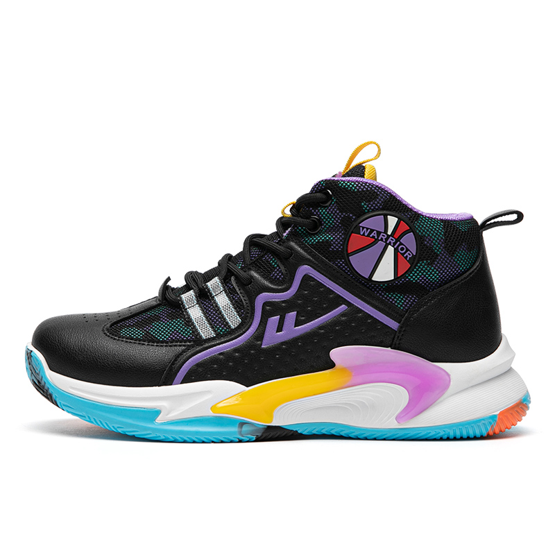 Warrior 耐磨透气 'Black Purple High-Top Retro Basketball' WBN(JS)-066003