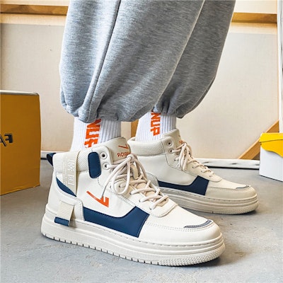 Warrior 'Retro National Style Embroidery Mixed Comfort High-Top Blue Beige' WXY(S)-1627N01 Order Warrior 'Retro National Style Embroidery Mixed Comfort High-Top Blue Beige' WXY(S)-1627N01
