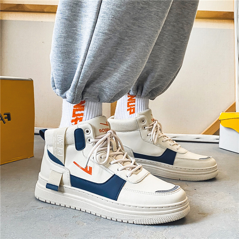 Order Warrior ''Retro Nationale Stijl Borduurwerk Comfort Hoge Sneakers Blauw Beige'' WXY(S)-1627N01