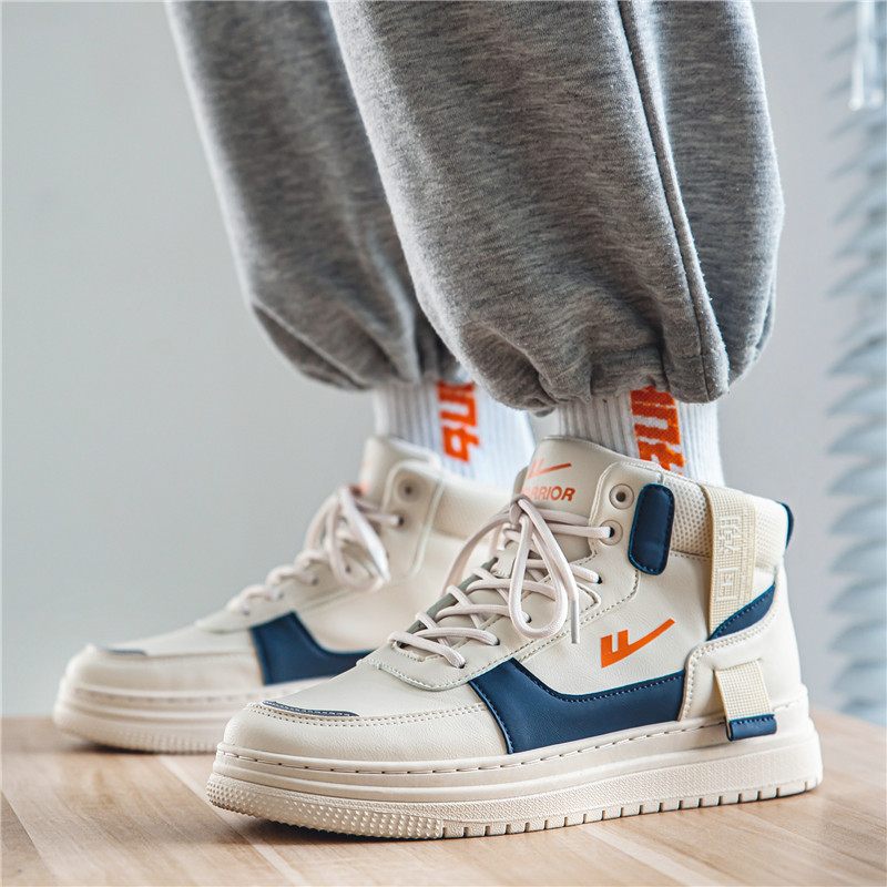 Lookbook Warrior ''Retro Nationale Stijl Borduurwerk Comfort Hoge Sneakers Blauw Beige'' WXY(S)-1627N01
