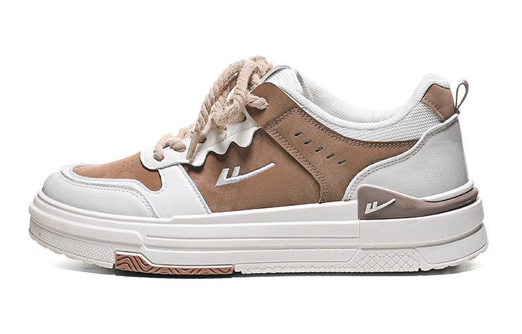 Warrior 'Synthetic Leather Patchwork Fashion Low-Top Sneakers in Beige Brown'