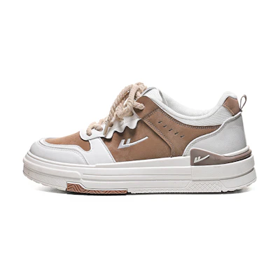 Warrior 'Synthetic Leather Patchwork Fashion Low-Top Sneakers in Beige Brown'
