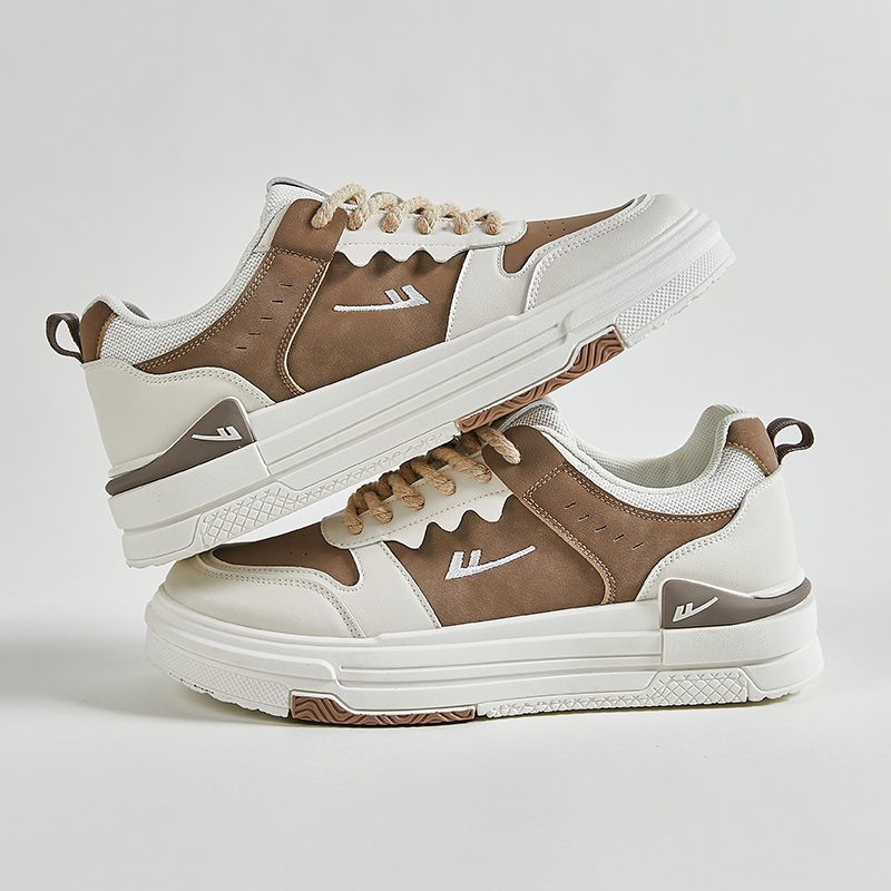 Warrior 'Synthetic Leather Patchwork Fashion Low-Top Sneakers in Beige Brown' 圖 6