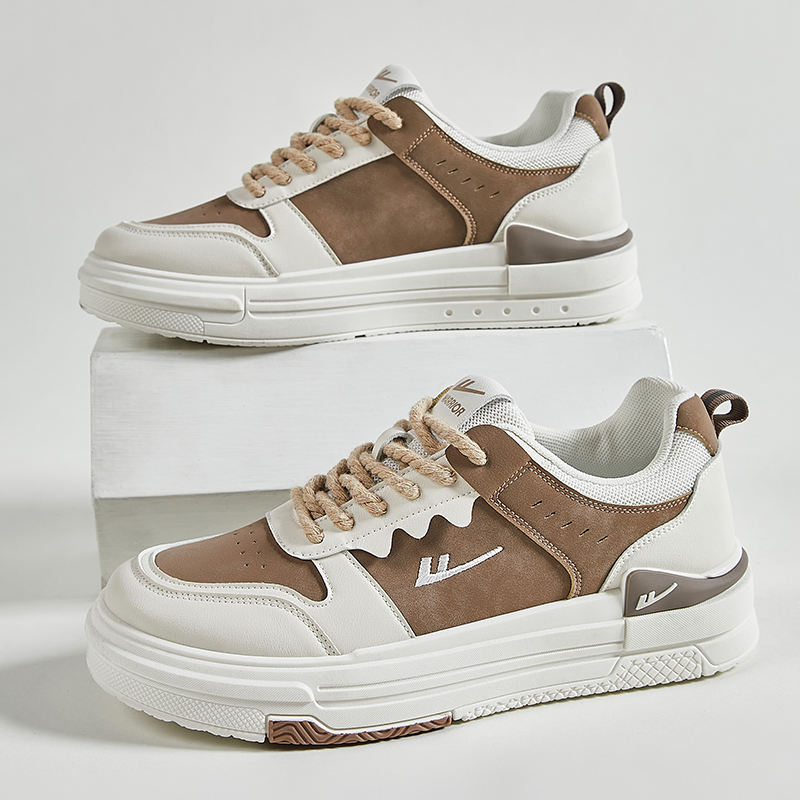Warrior 'Synthetic Leather Patchwork Fashion Low-Top Sneakers in Beige Brown' 圖 7